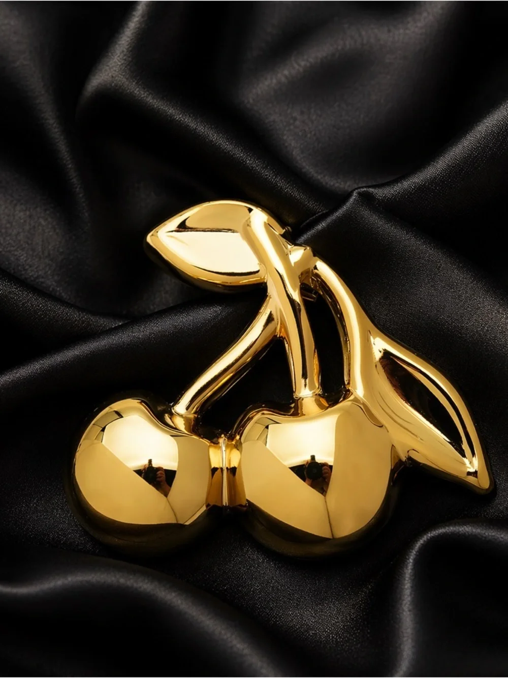 Gold Cherry Chic Brooch